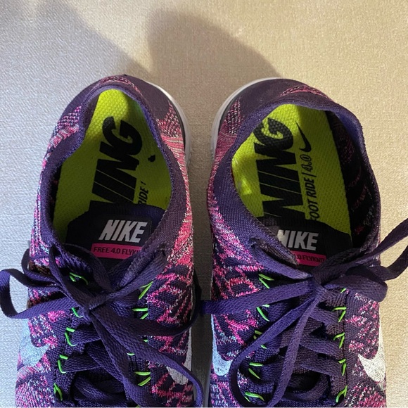Nike Free 4.0 Flyknit Women’s Athletic Sneaker, Running Shoe, Sz 7.5 Purple Pink - Picture 6 of 8